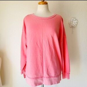 Buffalo David Bitton Faded Edge Pink Pullover Scoop Neck Sweatshirt Size Large